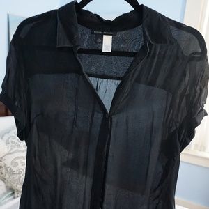 Sheer black silk top